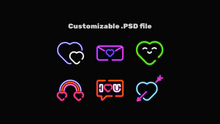Load image into Gallery viewer, Neon Valentine Badges for Twitch, Youtube and Discord  | Download Now!