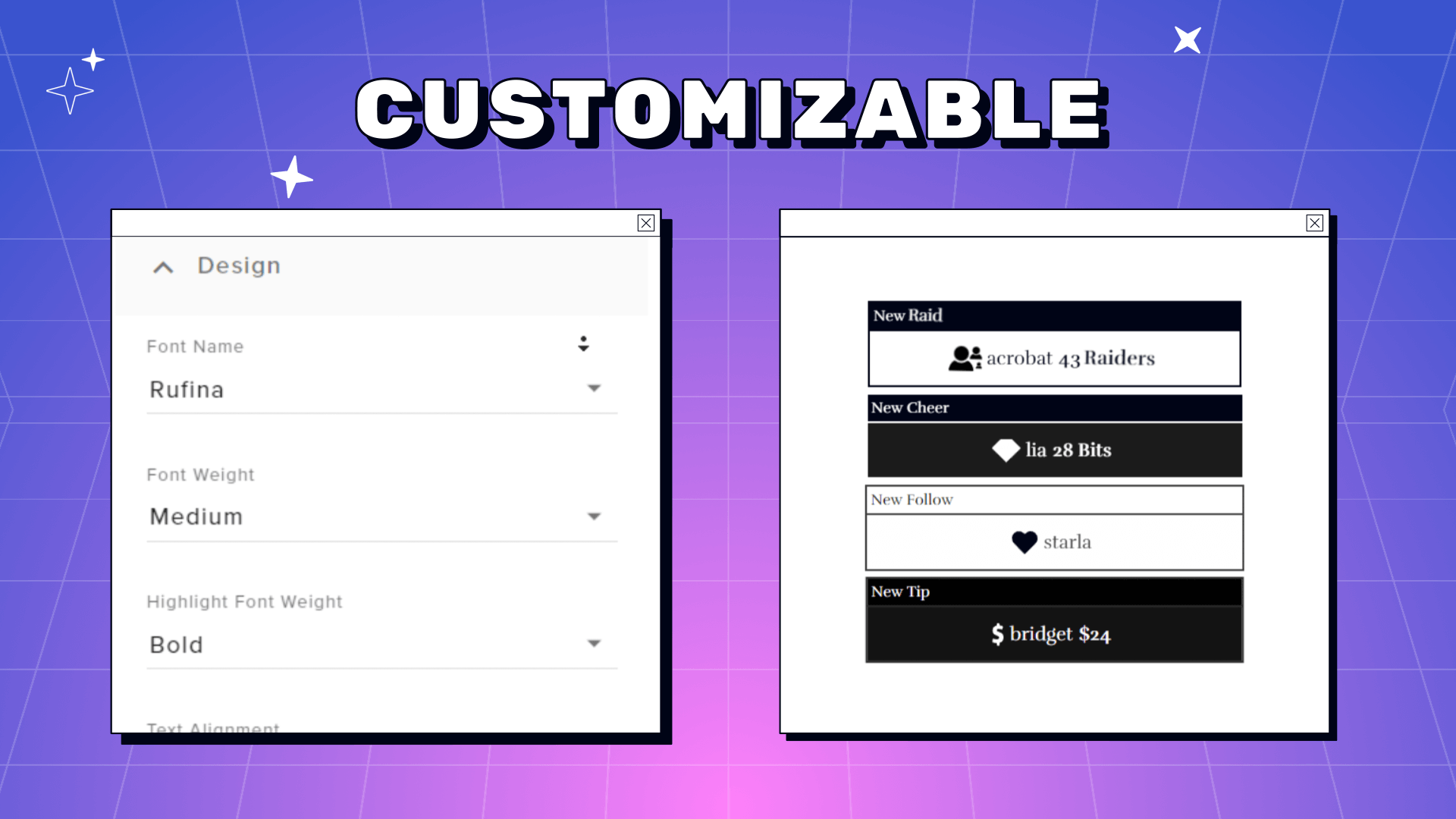 Retro Computer Twitch Event List Widget for StreamElements & OBS