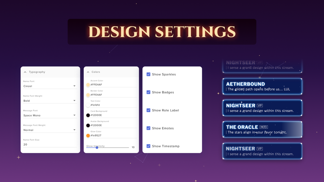 Celestial Twitch Chat Widget • Mystic Live Chat Overlay for OBS (StreamElements)