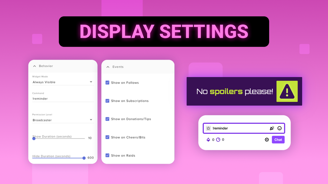 Minimal Neon Twitch Reminder Widget for StreamElements & OBS Studio