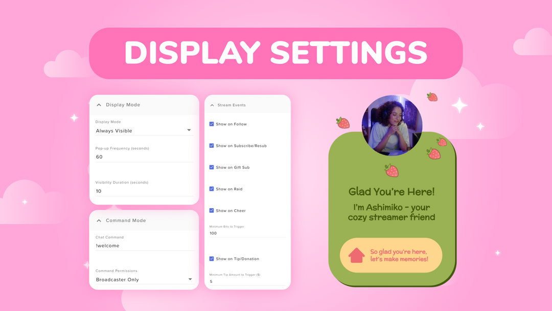 Kawaii Welcome Widget for Twitch – Auto-Greeting Overlay with Avatars, Event Triggers & Custom Style for OBS, YouTube & StreamElements