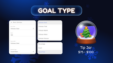 Load image into Gallery viewer, Snow Globe Goal Widget • Twitch &amp; YouTube Overlay • Subs, Followers, Donations • Animated Holiday Tracker  • OBS (Streamelements)
