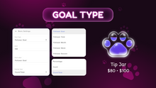 Load image into Gallery viewer, Cat Paw Goal Widget for Twitch &amp; YouTube – Kawaii Animated Goal Tracker Overlay for OBS Studio &amp; StreamElements
