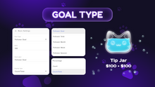 Load image into Gallery viewer, Cute Cat Goal Widget for Twitch – Kawaii Stream Overlay with Goal Tracker for OBS Studio, YouTube &amp; StreamElements
