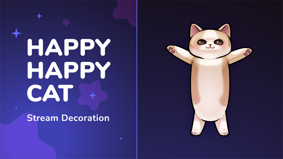 Happy Happy Cat Stream Decorations for Streamlabs, StreamElements, and OBS