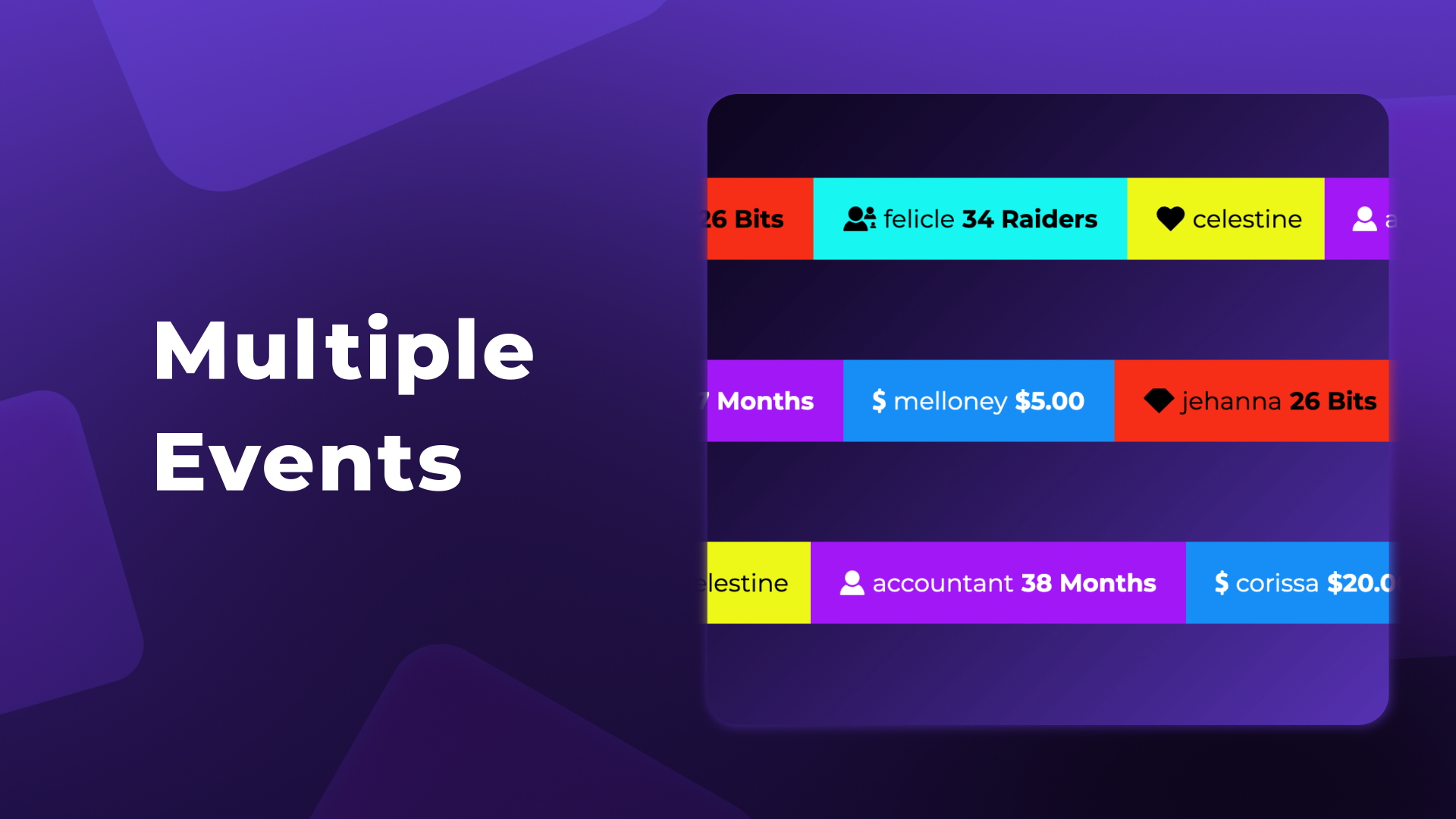 Horizontal Twitch Event List for StreamElements & OBS Studio