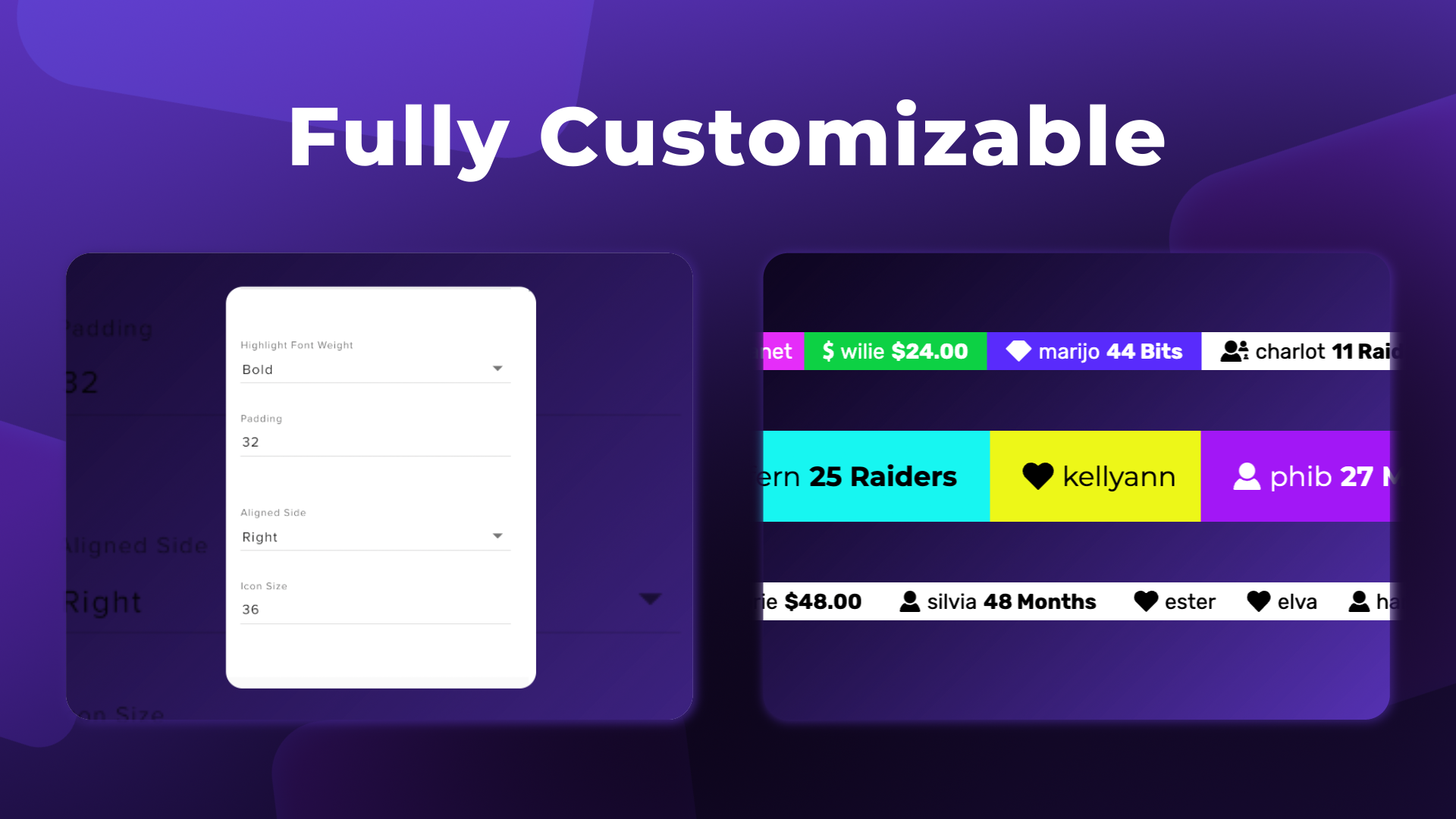 Horizontal Twitch Event List for StreamElements & OBS Studio