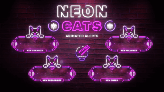 Neon Cats - Animated Alerts for Twitch, Youtube and Facebook Gaming