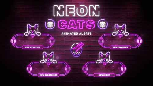 Neon Cats - Animated Alerts for Twitch, Youtube and Facebook Gaming
