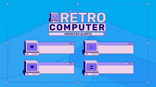 Retro Computer Animated Alerts for Twitch, Youtube and Facebook Gaming