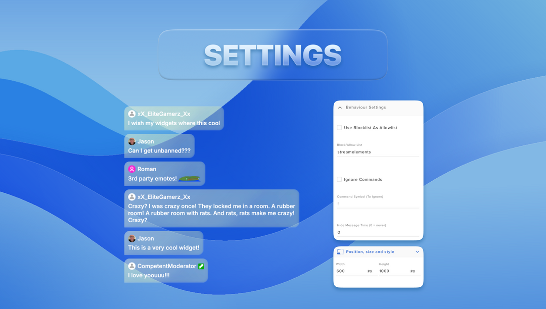 Glass Chat Widget for Twitch & YouTube – Modern Transparent Chat Overlay for OBS & StreamElements