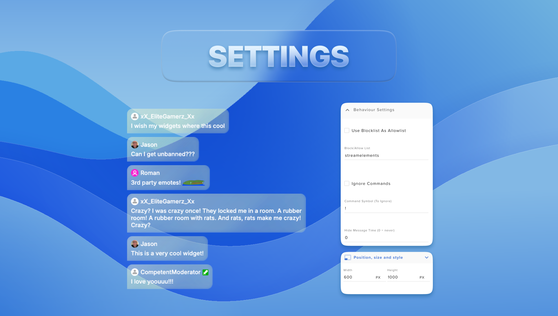 Chat Overlay Module Glass Chat Widget for Twitch & YouTube – Modern Transparent Chat ...