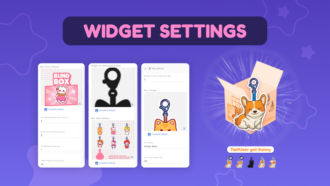 Blind Box Collectible Game Widget for OBS • Interactive Chat Trading Overlay (StreamElements)