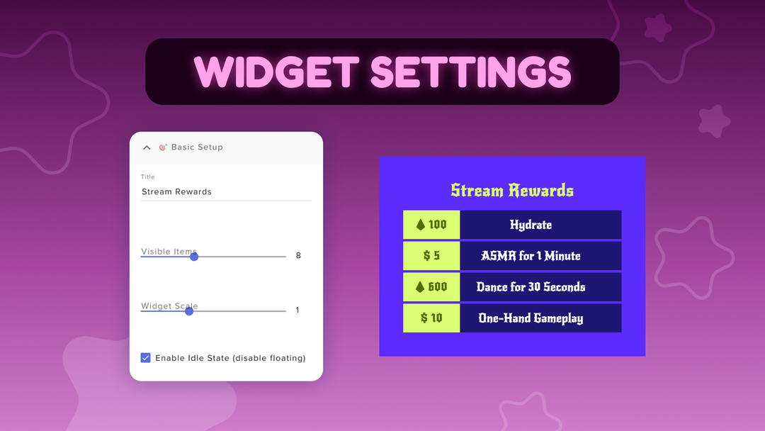 Twitch Donation Price List Widget • Tips & Bits Menu Overlay for OBS & StreamElements