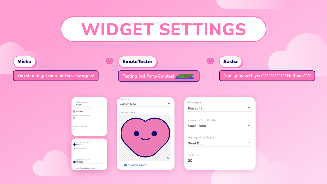Horizontal Cute Kawaii Chat Widget