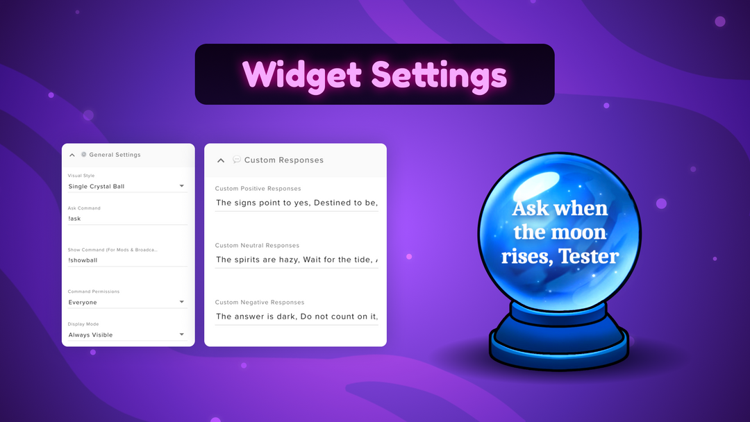 Crystal Ball Twitch Widget Cute Witch Cat Interactive Magic 8 Ball (OBS & Streamelements)
