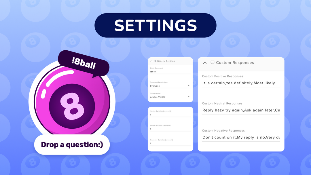 Magic 8 Ball Twitch Widget • Interactive Chat Command Game • Crystal Ball • StreamElements OBS Overlay