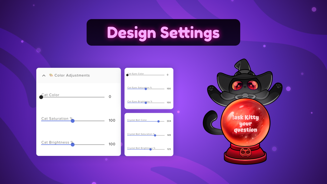 Crystal Ball Twitch Widget Cute Witch Cat Interactive Magic 8 Ball (OBS & Streamelements)