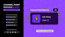 Load image into Gallery viewer, Twitch Channel Points Rewards Widget with Pop-Up Alerts for Streamelements &amp; OBS
