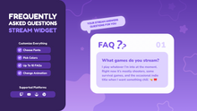 Load image into Gallery viewer, Twitch Stream FAQ Widget • Rotating Q&amp;A Overlay for OBS &amp; StreamElements • Vtuber Friendly
