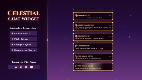 Celestial Twitch Chat Widget • Mystic Live Chat Overlay for OBS (StreamElements)