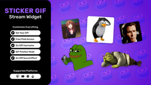 Load image into Gallery viewer, Twitch GIF Sticker Widget • Animated Chat Reactions Overlay • StreamElements OBS Widget • Youtube &amp; Twitch • Fun Tenor GIF Alerts
