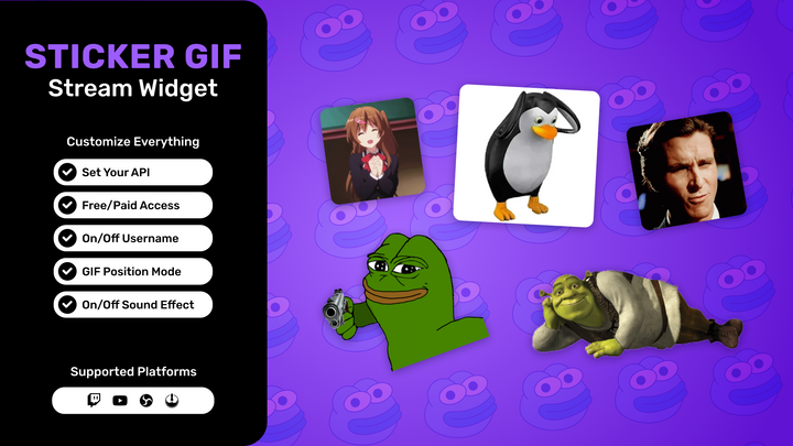 Twitch GIF Sticker Widget • Animated Chat Reactions Overlay • StreamElements OBS Widget • Youtube & Twitch • Fun Tenor GIF Alerts