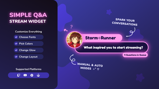 Q&A Chat Widget for Twitch and OBS Interactive Question Overlay (StreamElements)