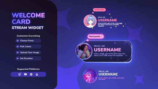 Cute Twitch Welcome Widget for StreamElements & OBS Studio