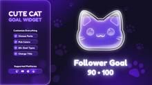 Load image into Gallery viewer, Cute Cat Goal Widget for Twitch – Kawaii Stream Overlay with Goal Tracker for OBS Studio, YouTube &amp; StreamElements

