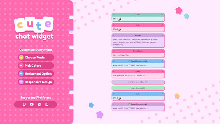 Cute Chat Widget for OBS • Animated Stream Chat Overlay (StreamElements)