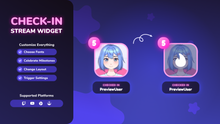 Load image into Gallery viewer, Check-In Stream Widget for OBS • Interactive Viewer Loyalty Overlay (StreamElements)
