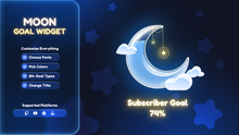 Load image into Gallery viewer, Moon Goal Widget for Twitch &amp; YouTube – Celestial Liquid Goal Tracker for OBS Studio &amp; StreamElements
