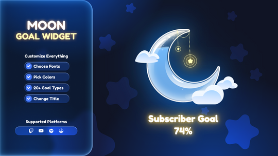 Moon Goal Widget for Twitch & YouTube – Celestial Liquid Goal Tracker for OBS Studio & StreamElements