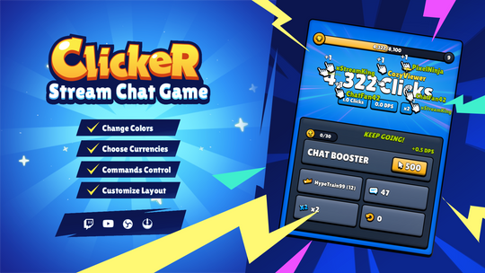 Twitch Chat Clicker Game Widget Interactive Stream Chat Game for Youtube, OBS & StreamElements
