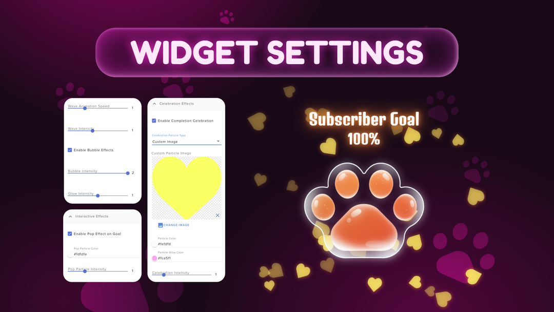 Cat Paw Goal Widget for Twitch & YouTube – Kawaii Animated Goal Tracker Overlay for OBS Studio & StreamElements
