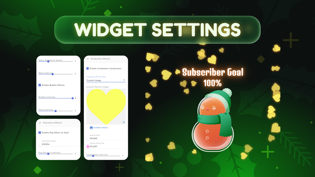 Christmas Goal Widget • Twitch & YouTube Overlay • Festive Snowman, Snowflake & Tree Design • StreamElements OBS Widget