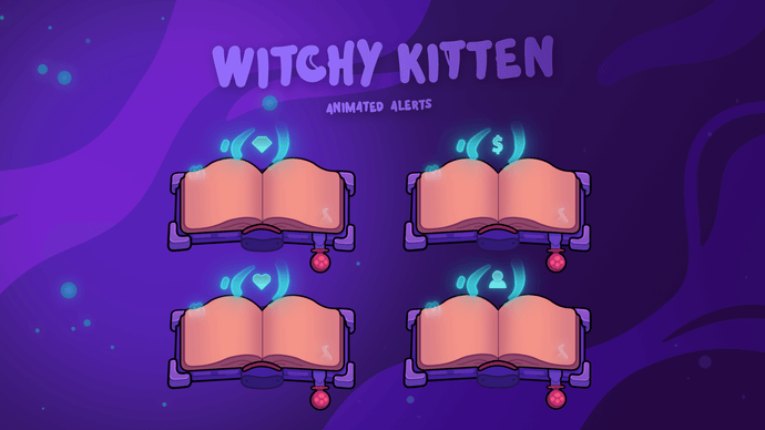 Witchy Kitten - Animated Alerts for Twitch, Youtube, Facebook Gaming