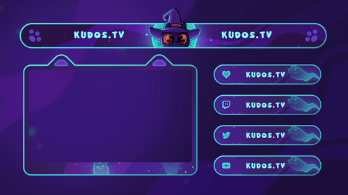 Witchy Kitten — Stream Header, Label and Webcam Overlay Pack for OBS
