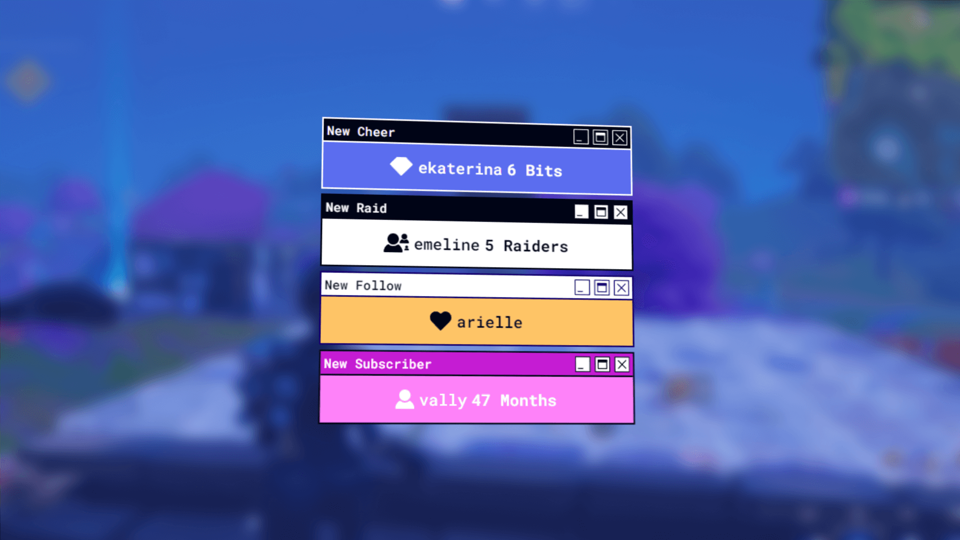 Retro Computer Twitch Event List Widget for StreamElements & OBS