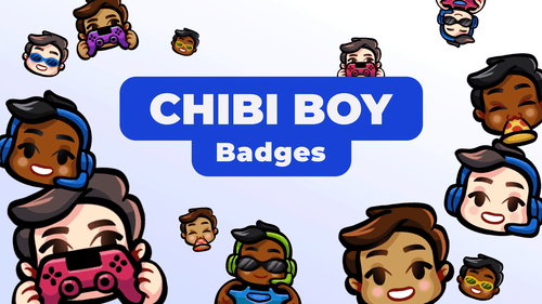 Chibi Boy Custom Badges for Twitch, Youtube and Discord