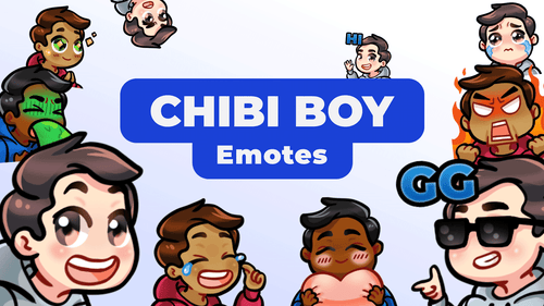 Chibi Boy Custom Emotes for Twitch, Youtube and Discord