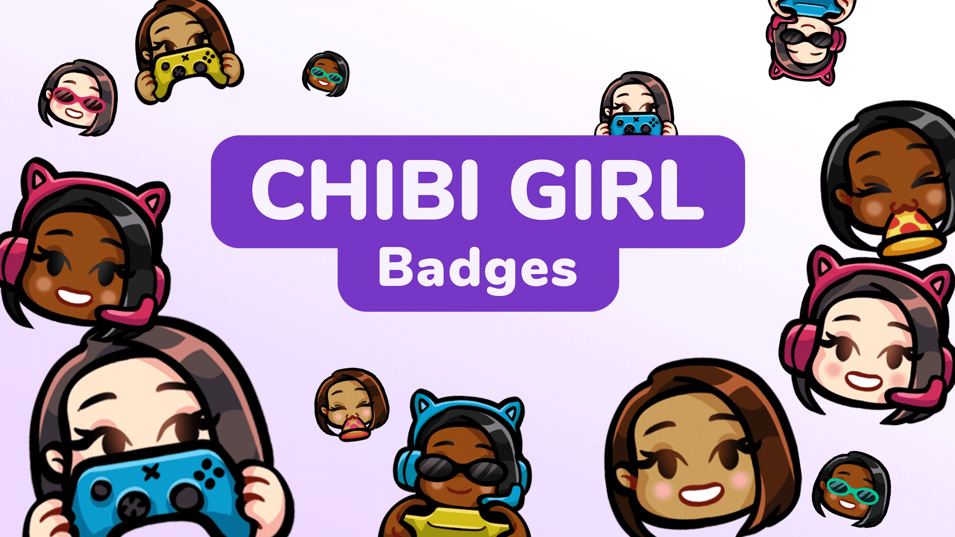 Chibi Girl Custom Badges for Twitch, Youtube and Discord