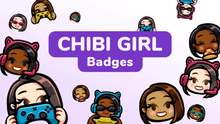 Load image into Gallery viewer, Chibi Girl Custom Badges for Twitch, Youtube and Discord
