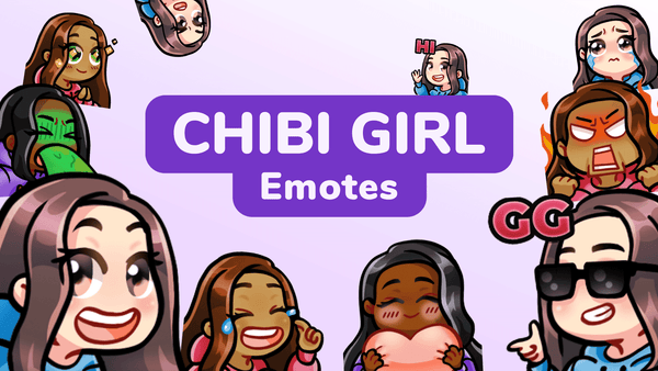 Chibi Girl Custom Emotes for Twitch, Youtube and Discord