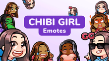 Load image into Gallery viewer, Chibi Girl Custom Emotes for Twitch, Youtube and Discord
