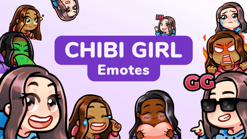 Chibi Girl Custom Emotes for Twitch, Youtube and Discord