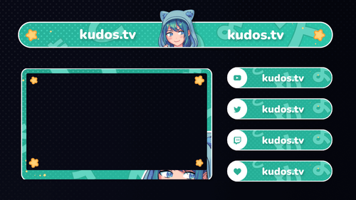 Cute Waifu — Stream Header, Label and Webcam Overlay Pack for OBS
