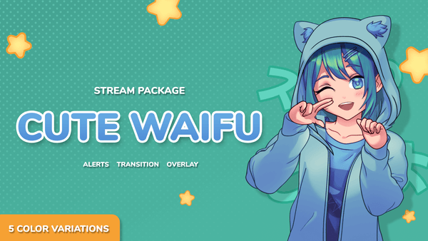 Cute Waifu Anime Stream Overlay & Alerts for Twitch and Youtube