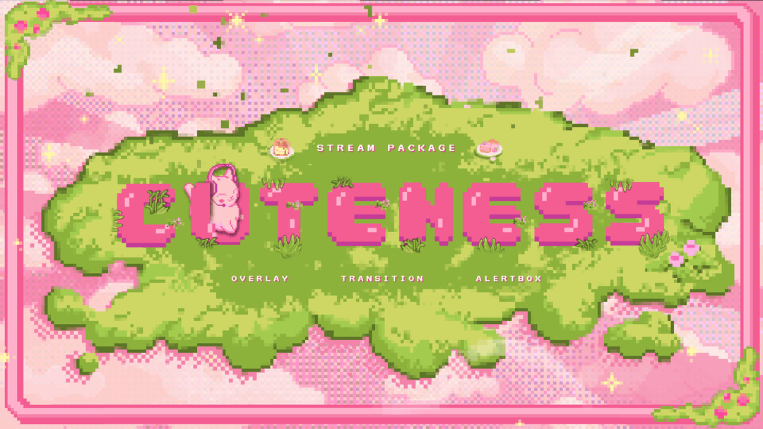 Cuteness Animated Stream Package with Overlays, Alerts and Transition for Twitch and OBS Studio